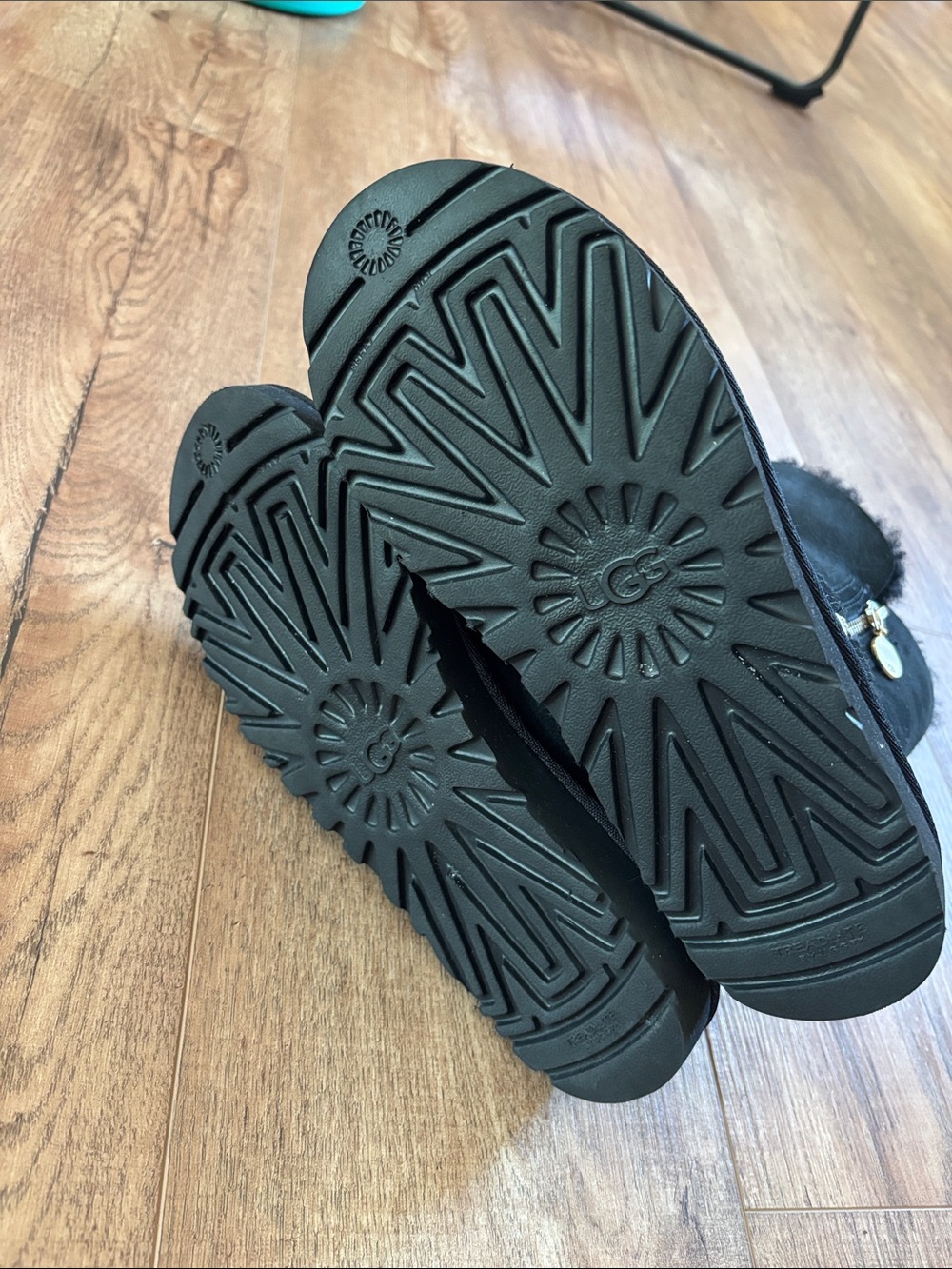 UGG Black Suede-Look Faux Fur Zip Winter Boots - Picture 5 of 5